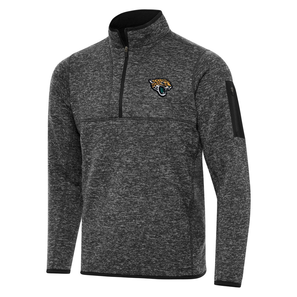 NFL Jacksonville Jaguars Antigua Fortune 1/4 Zip Pullover Jacket - Heather black
