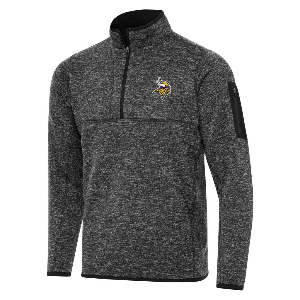 NFL Minnesota Vikings Antigua Fortune 1/4 Zip Pullover Jacket - Heather black