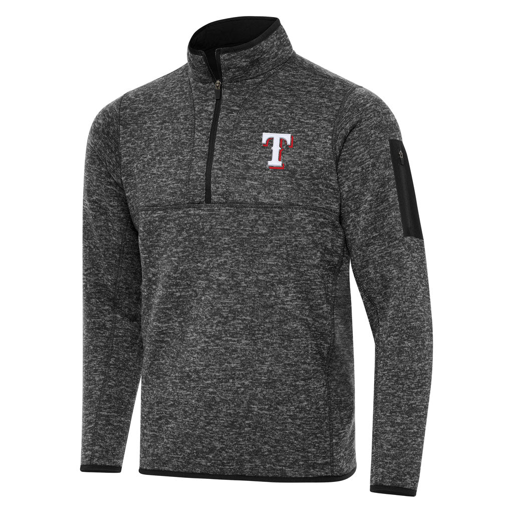 MLB Texas Rangers Antigua Fortune 1/4 Zip Pullover Jacket - Heather black