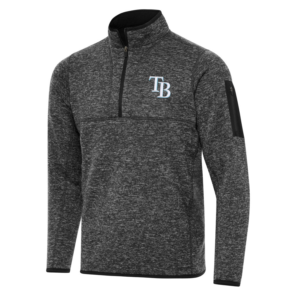 MLB Tampa Bay Rays Antigua Fortune 1/4 Zip Pullover Jacket - Heather black