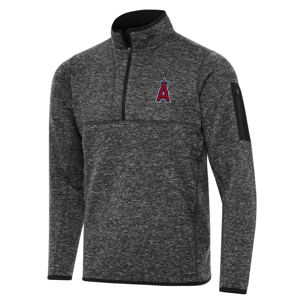 MLB Los Angeles Angels Antigua Fortune 1/4 Zip Pullover Jacket - Heather black