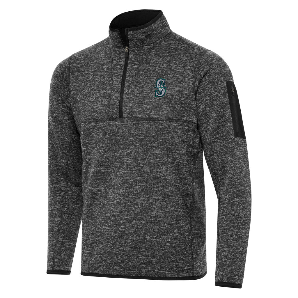 MLB Seattle Mariners Antigua Fortune 1/4 Zip Pullover Jacket - Heather black