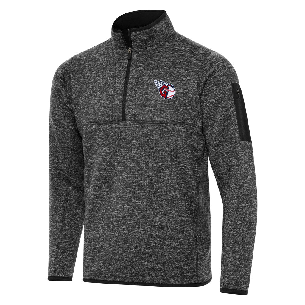 MLB Cleveland Guardians Antigua Fortune 1/4 Zip Pullover Jacket - Heather black