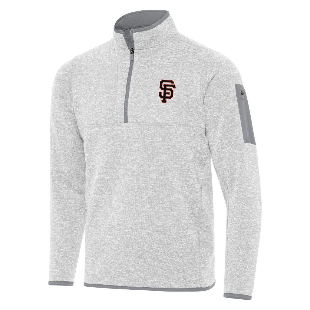 MLB San Francisco Giants Antigua Fortune 1/4 Zip Pullover Jacket - Light gray