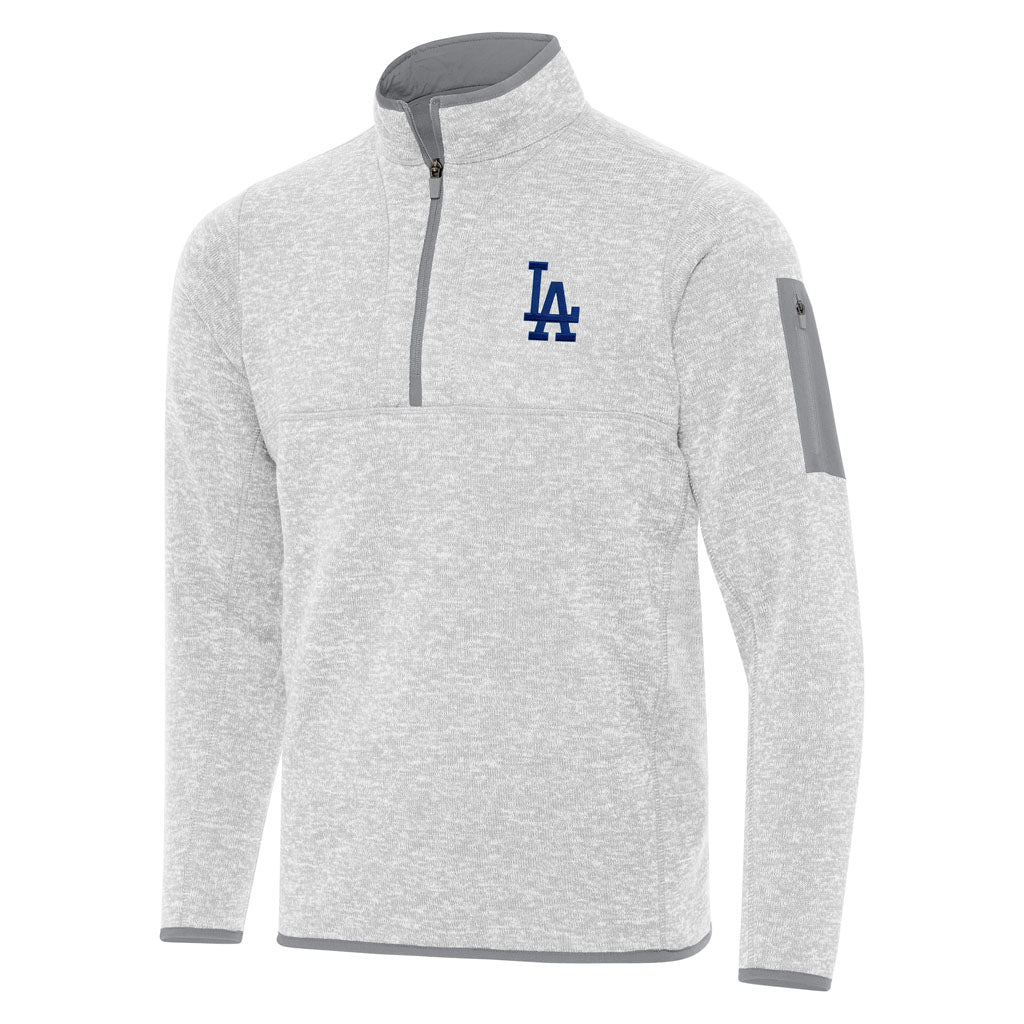 MLB Los Angeles Dodgers Antigua Fortune 1/4 Zip Pullover Jacket - Light gray