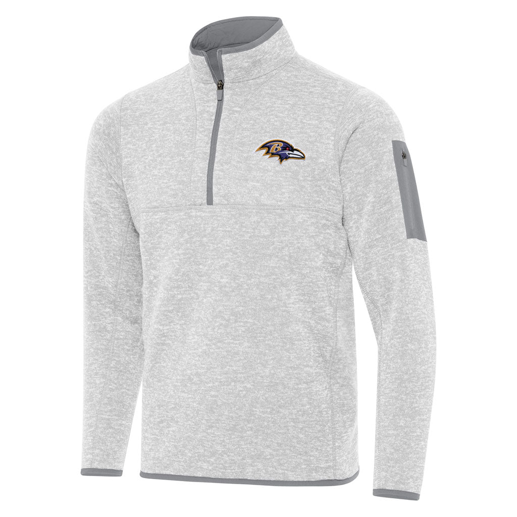 NFL Baltimore Ravens Antigua Fortune 1/4 Zip Pullover Jacket - Light gray