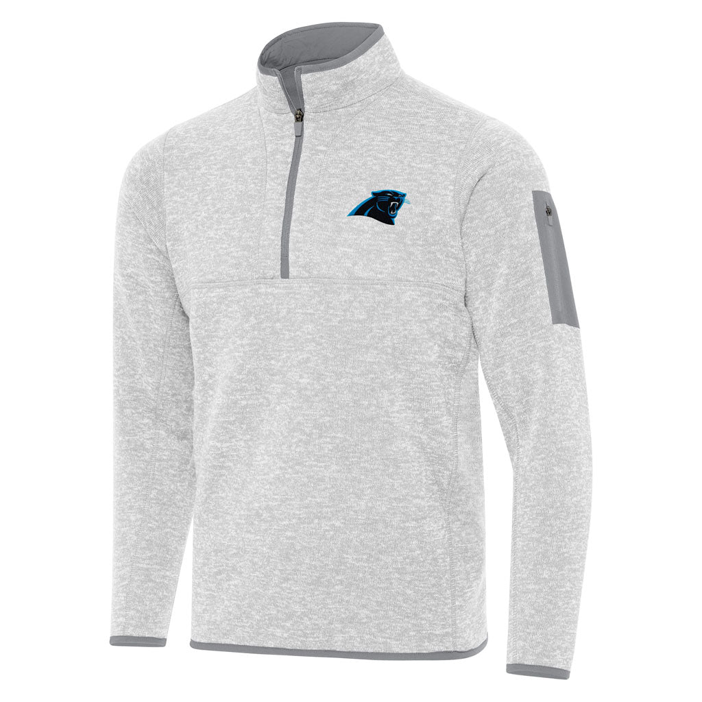 NFL Carolina Panthers Antigua Fortune 1/4 Zip Pullover Jacket - Light gray