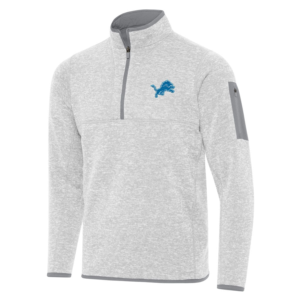 NFL Detroit Lions Antigua Fortune 1/4 Zip Pullover Jacket - Light gray