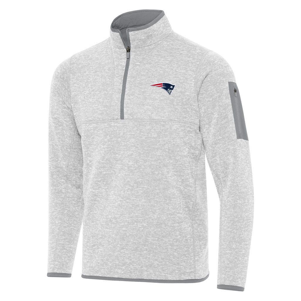 NFL New England Patriots Antigua Fortune 1/4 Zip Pullover Jacket - Light gray