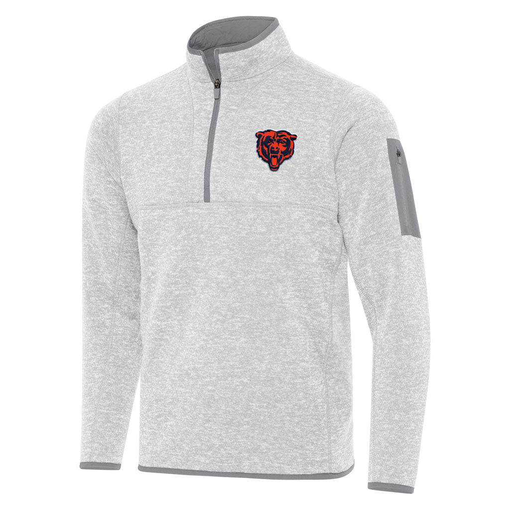 NFL Chicago Bears Antigua Alternate Fortune 1/4 Zip Pullover Jacket - Light gray