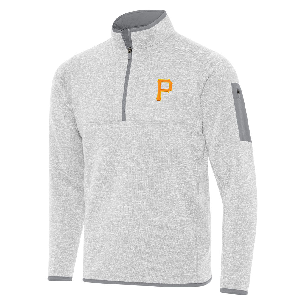 MLB Pittsburgh Pirates Antigua Fortune 1/4 Zip Pullover Jacket - Light gray
