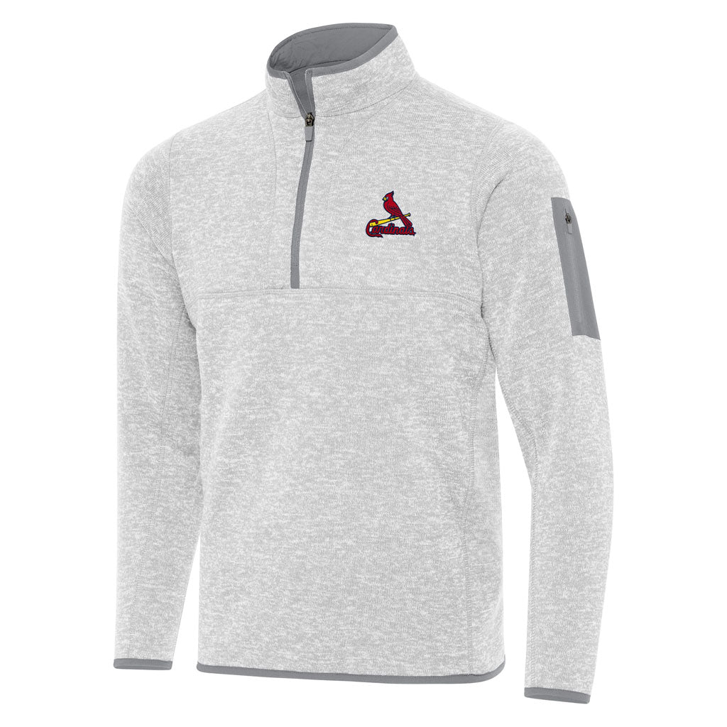 MLB St. Louis Cardinals Antigua Fortune 1/4 Zip Pullover Jacket - Light gray