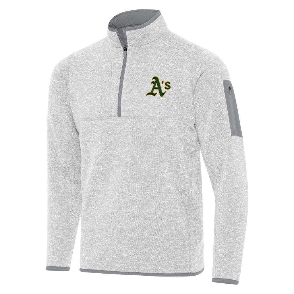 MLB Athletics Antigua Fortune 1/4 Zip Pullover Jacket - Light gray