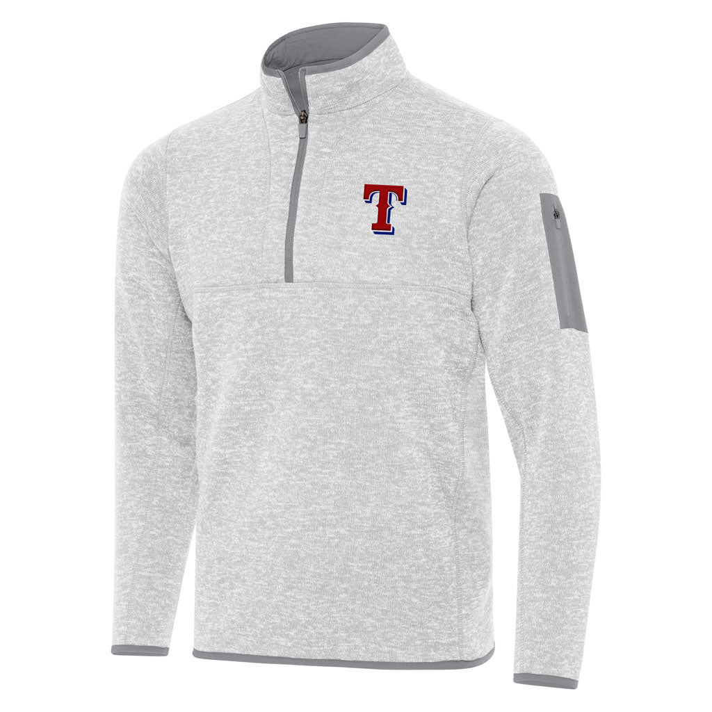 MLB Texas Rangers Antigua Fortune 1/4 Zip Pullover Jacket - Light gray