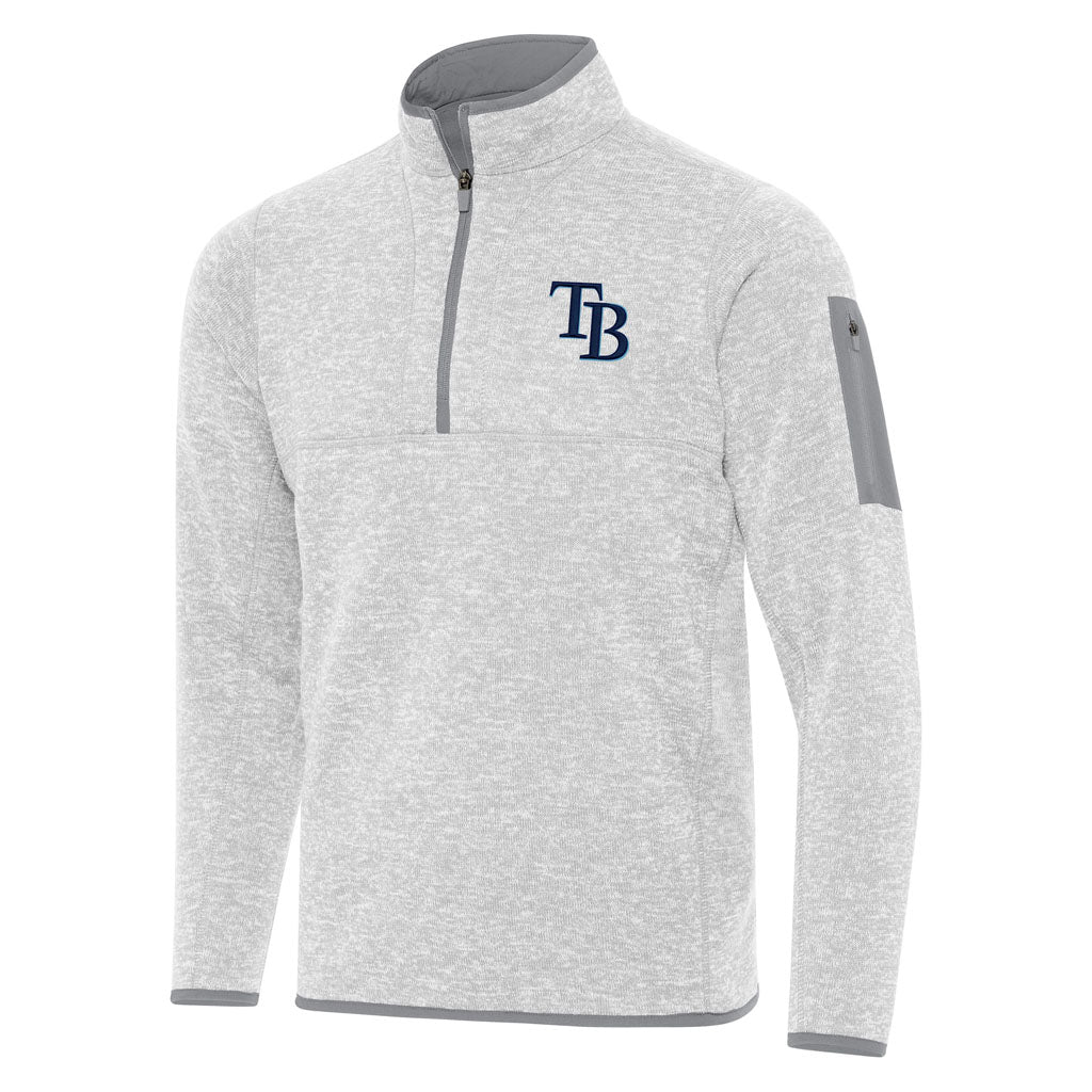 MLB Tampa Bay Rays Antigua Fortune 1/4 Zip Pullover Jacket - Light gray