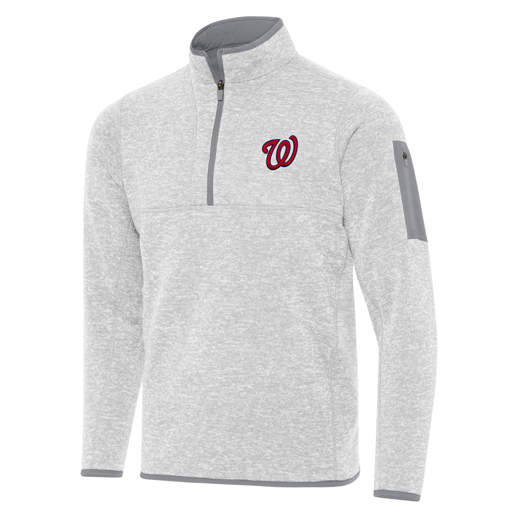MLB Washington Nationals Antigua Fortune 1/4 Zip Pullover Jacket - Light gray