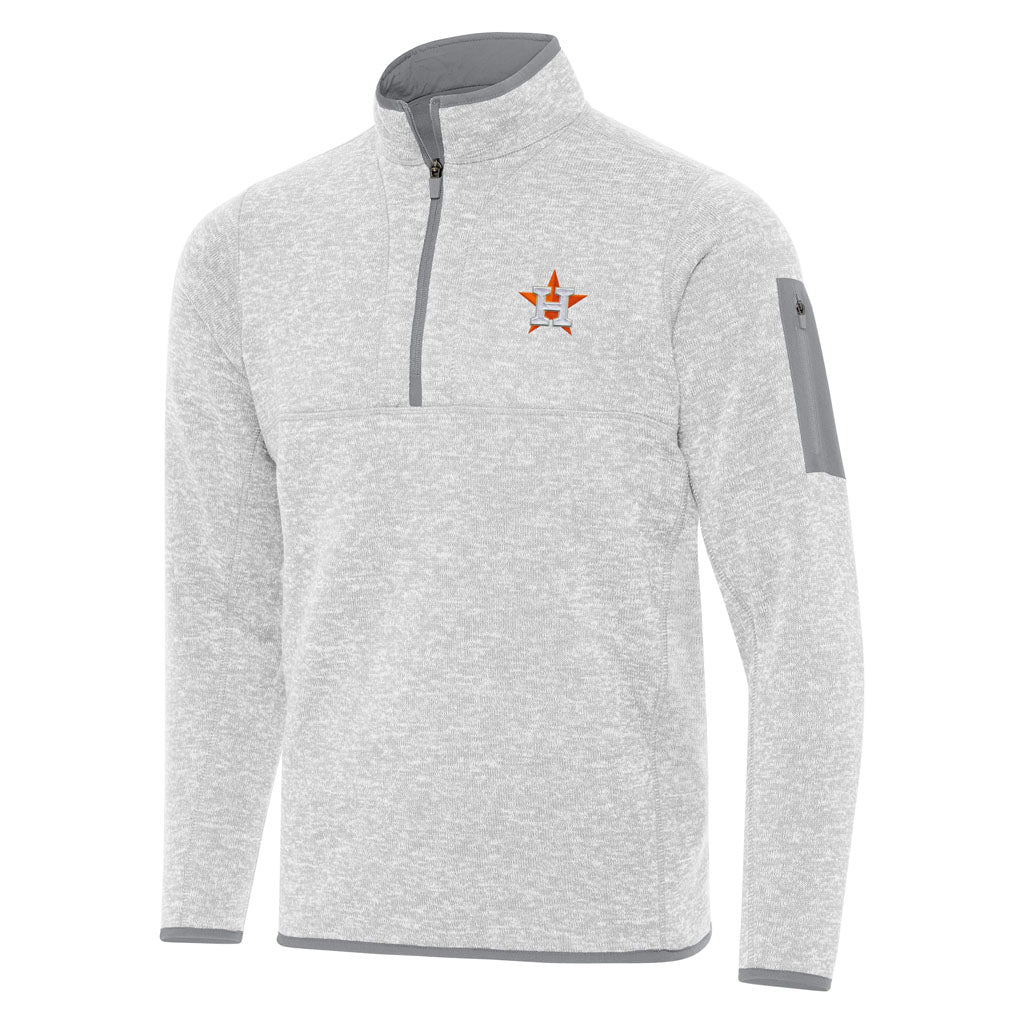 MLB Houston Astros Antigua Fortune 1/4 Zip Pullover Jacket - Light gray
