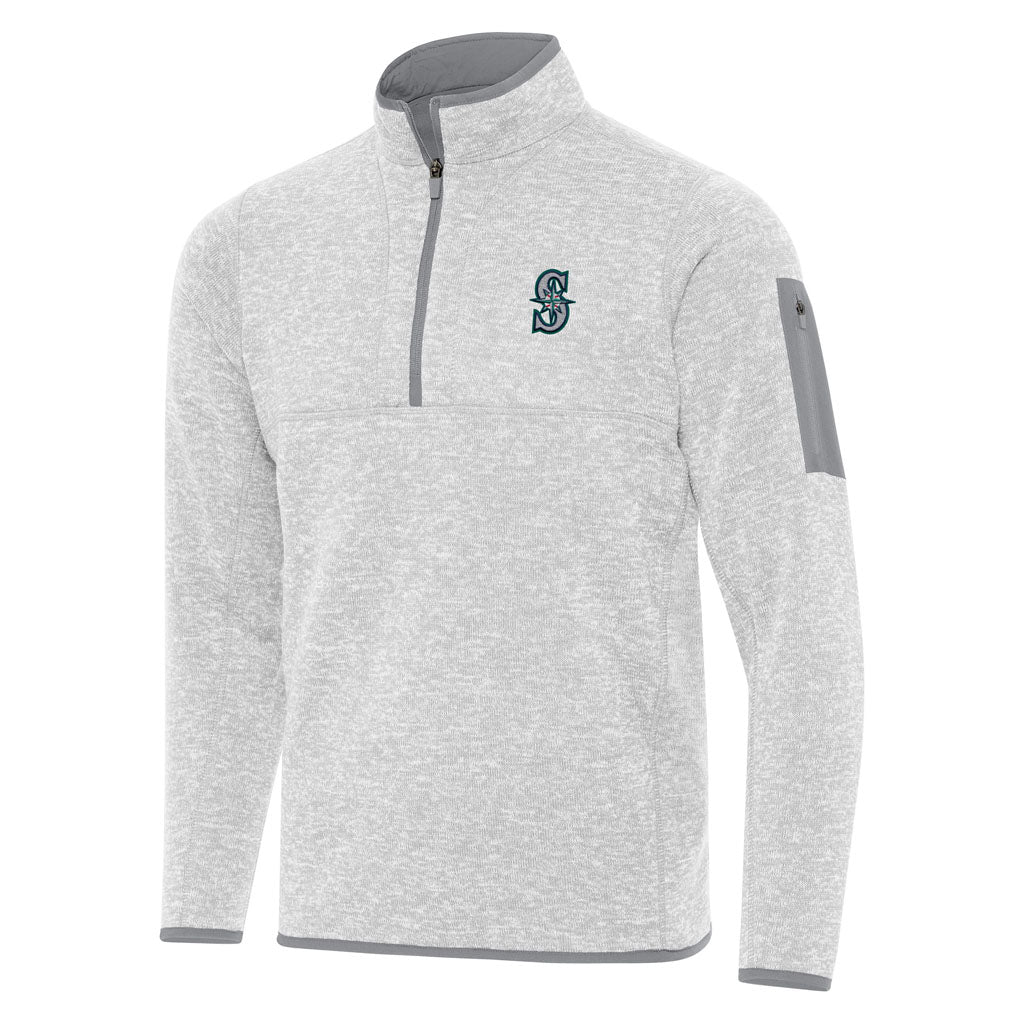 MLB Seattle Mariners Antigua Fortune 1/4 Zip Pullover Jacket - Light gray