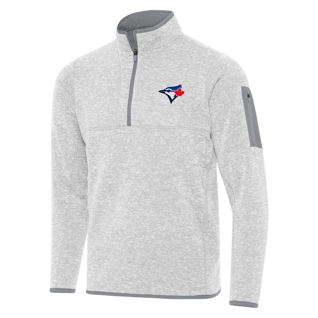 MLB Toronto Blue Jays Antigua Fortune 1/4 Zip Pullover Jacket - Light gray