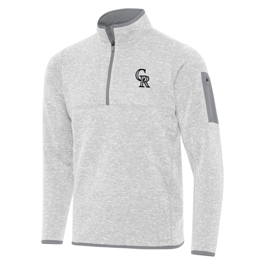 MLB Colorado Rockies Antigua Fortune 1/4 Zip Pullover Jacket - Light gray
