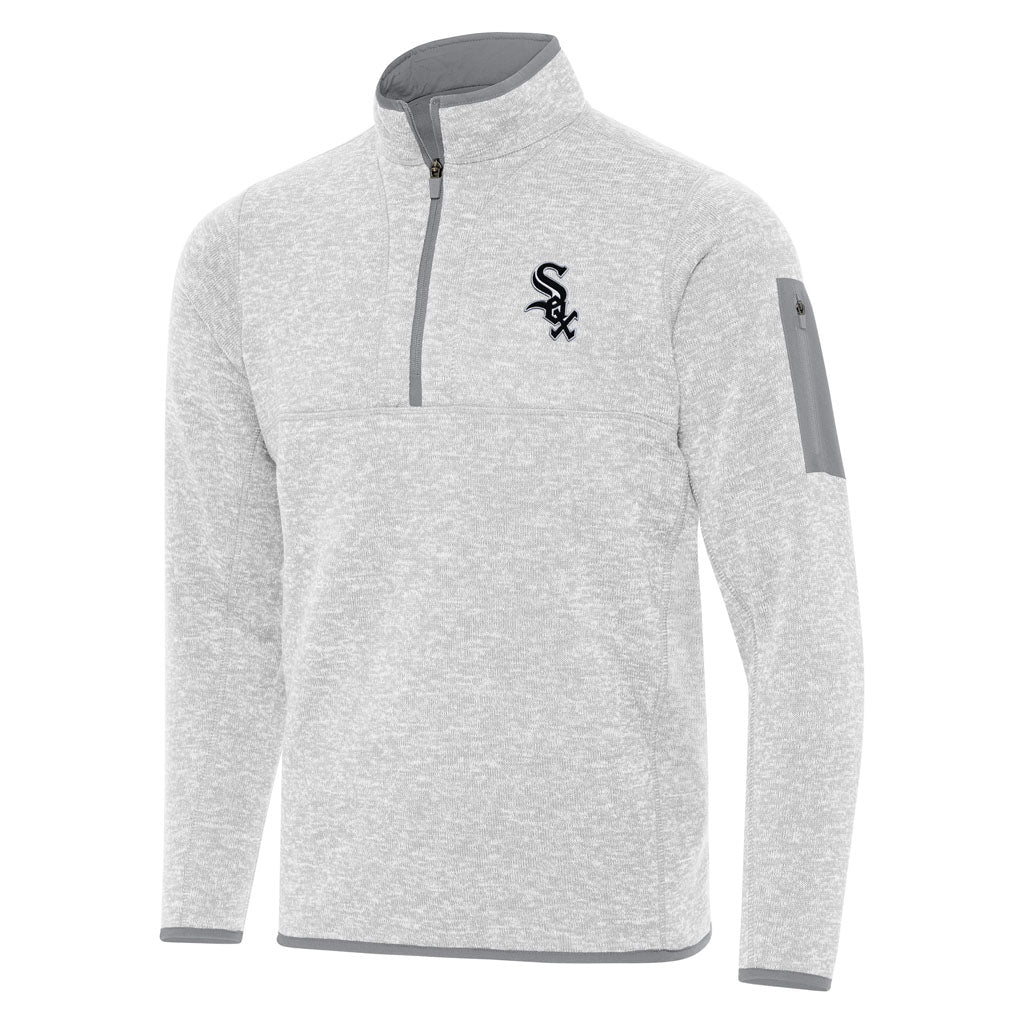 MLB Chicago White Sox Antigua Fortune 1/4 Zip Pullover Jacket - Light gray