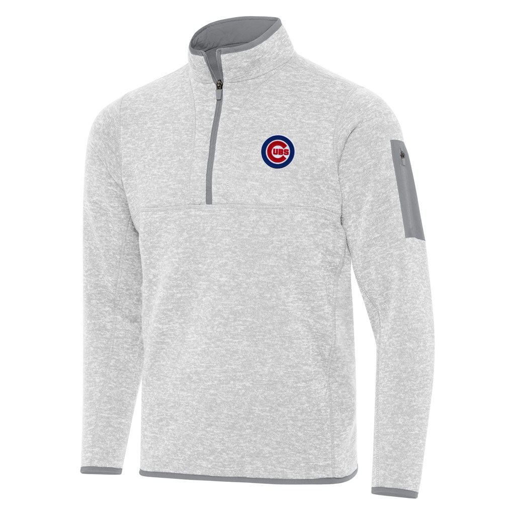 MLB Chicago Cubs Antigua Fortune 1/4 Zip Pullover Jacket - Light gray