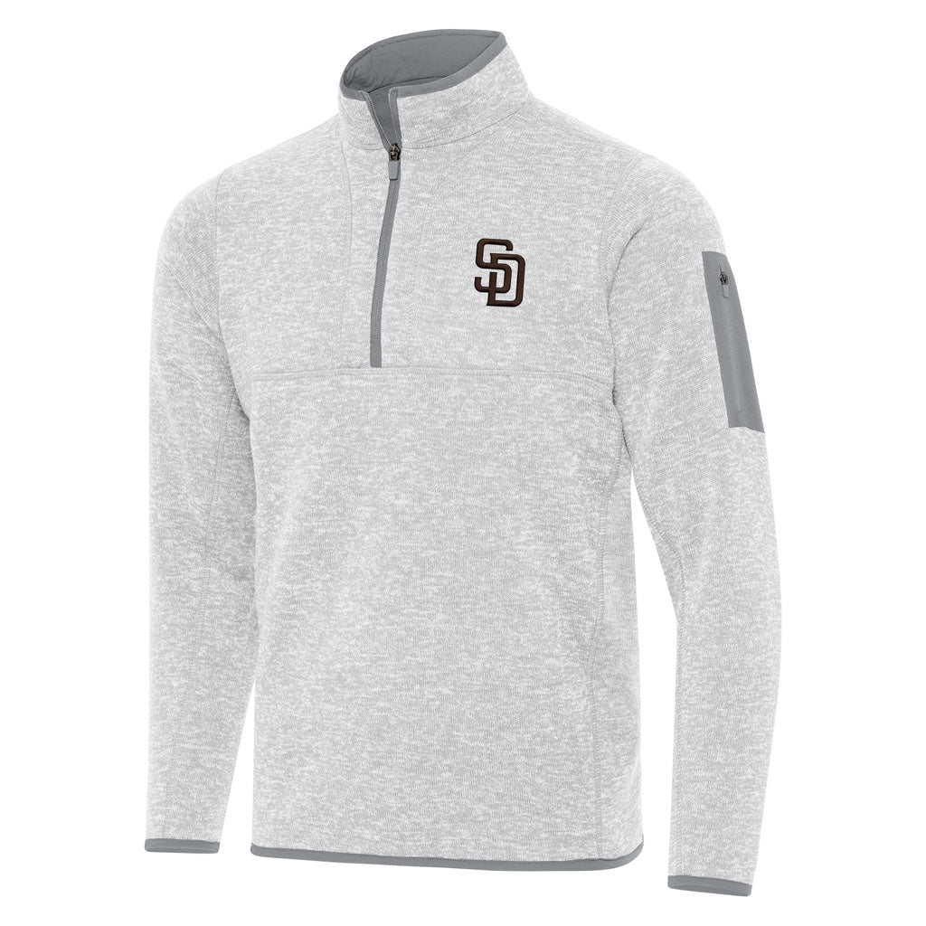 MLB San Diego Padres Antigua Fortune 1/4 Zip Pullover Jacket - Light gray