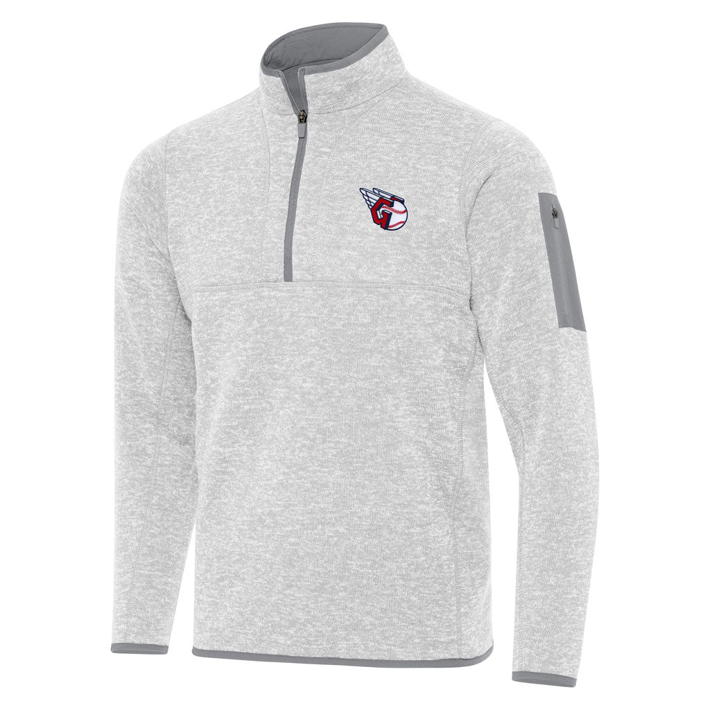 MLB Cleveland Guardians Antigua Fortune 1/4 Zip Pullover Jacket - Light gray