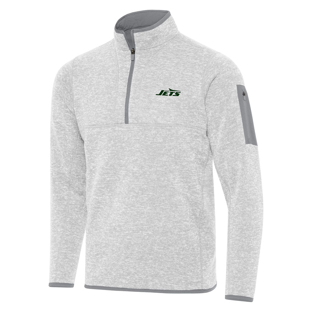 NFL New York Jets Antigua Fortune 1/4 Zip Pullover Jacket - Light gray