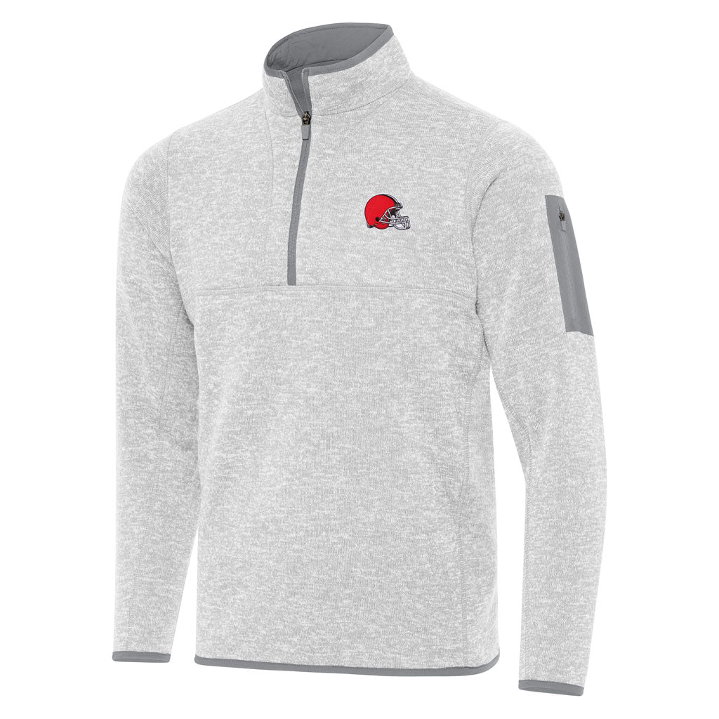 NFL Cleveland Browns Antigua Fortune 1/4 Zip Pullover Jacket - Light gray