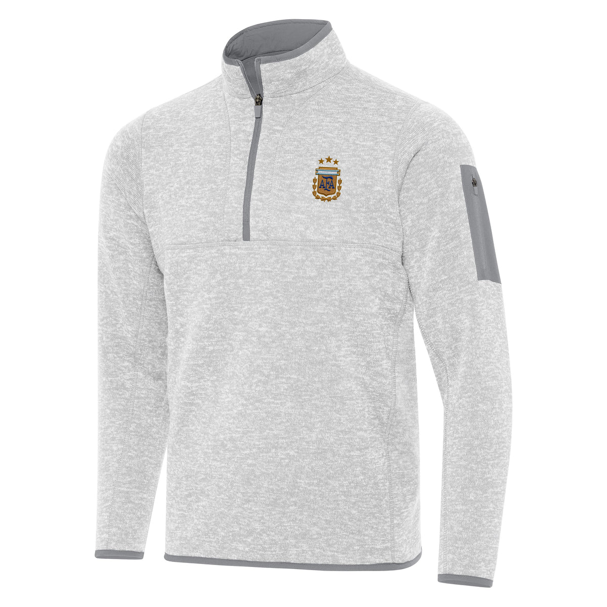 Argentina National Team Antigua Men's Fortune 1/4 Zip Pullover - Light Gray
