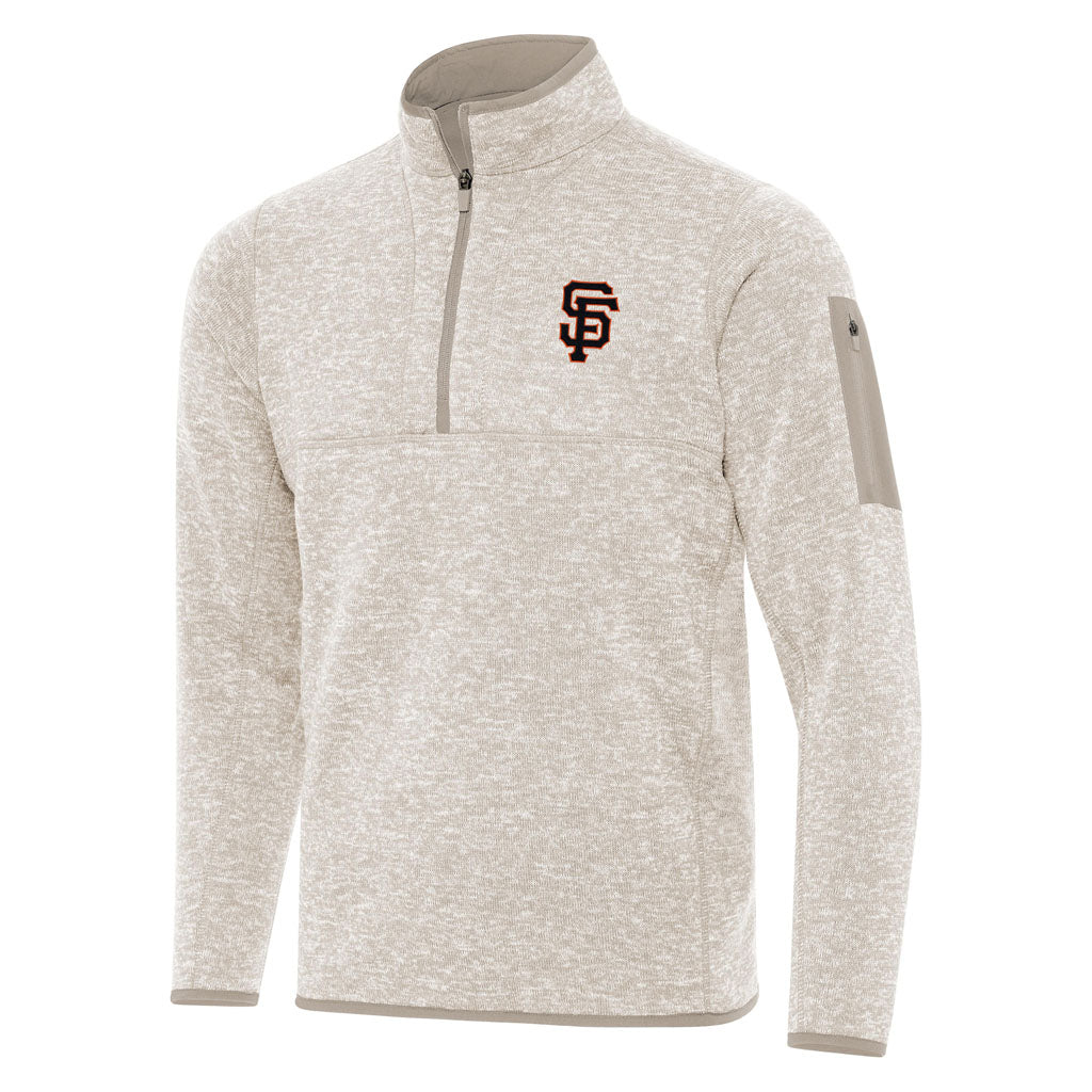 MLB San Francisco Giants Antigua Fortune 1/4 Zip Pullover Jacket - Stone
