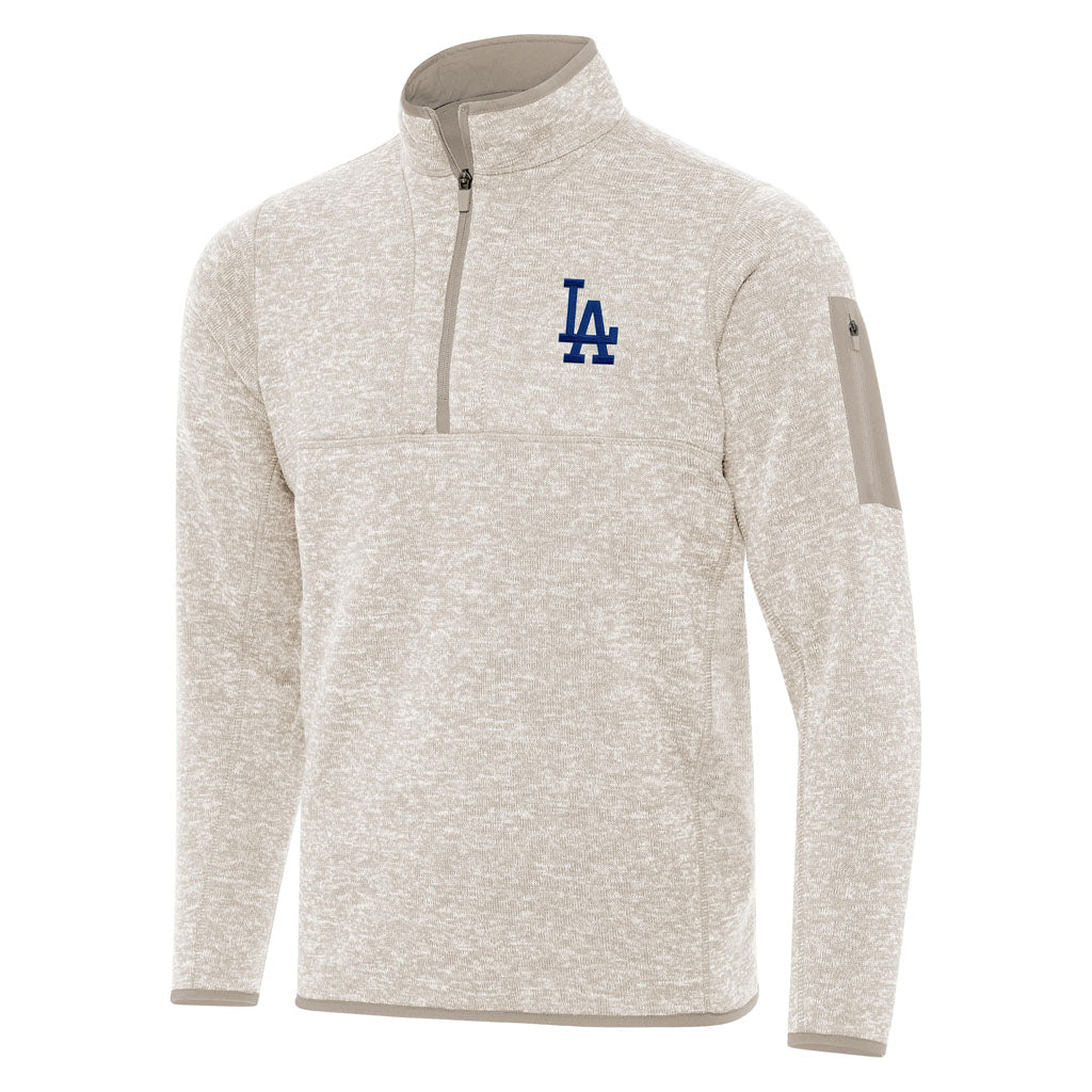 MLB Los Angeles Dodgers Antigua Fortune 1/4 Zip Pullover Jacket - Stone
