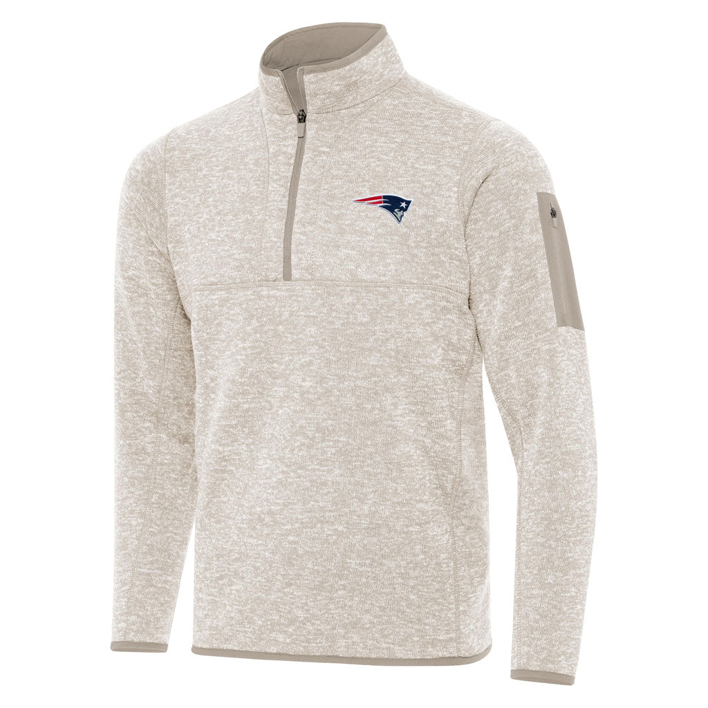 NFL New England Patriots Antigua Fortune 1/4 Zip Pullover Jacket - Stone