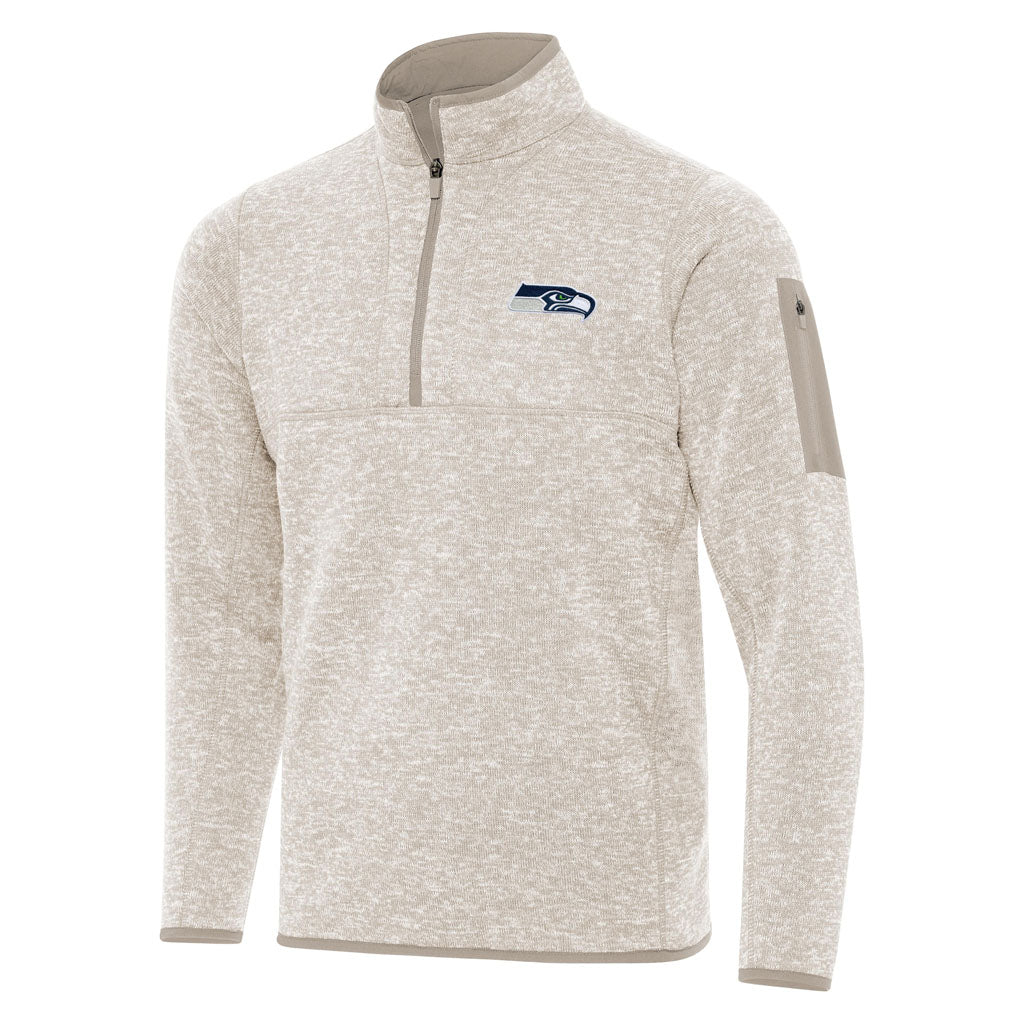 NFL Seattle Seahawks Antigua Fortune 1/4 Zip Pullover Jacket - Stone