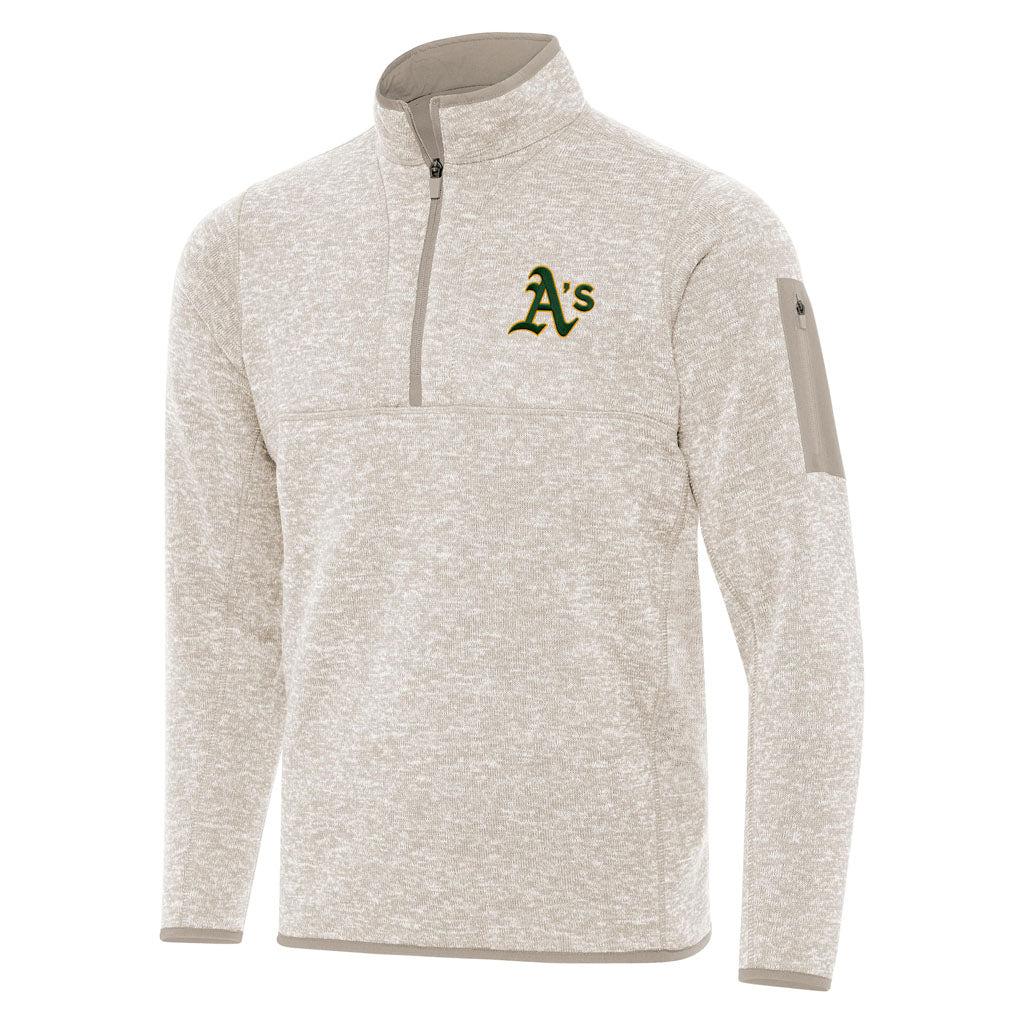 MLB Athletics Antigua Fortune 1/4 Zip Pullover Jacket - Stone