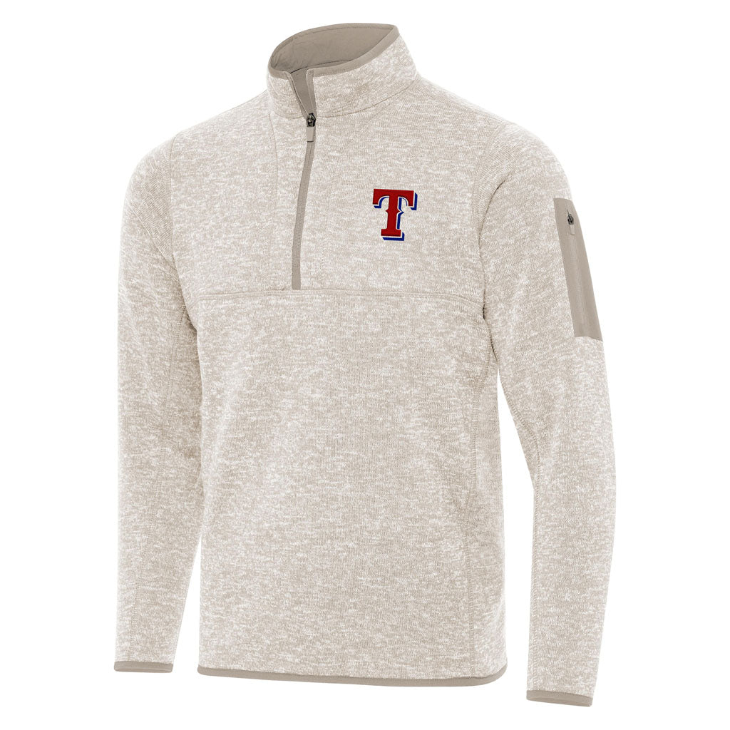 MLB Texas Rangers Antigua Fortune 1/4 Zip Pullover Jacket - Stone