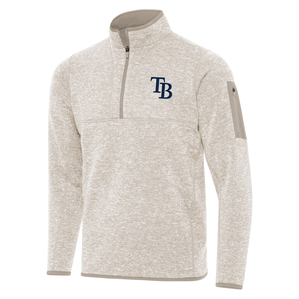 MLB Tampa Bay Rays Antigua Fortune 1/4 Zip Pullover Jacket - Stone