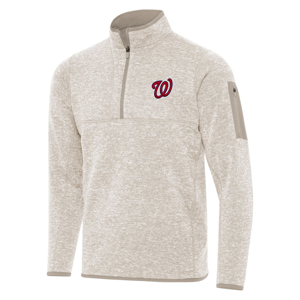 MLB Washington Nationals Antigua Fortune 1/4 Zip Pullover Jacket - Stone