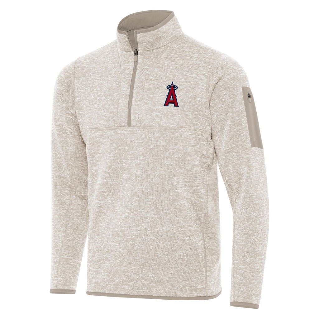 MLB Los Angeles Angels Antigua Fortune 1/4 Zip Pullover Jacket - Stone