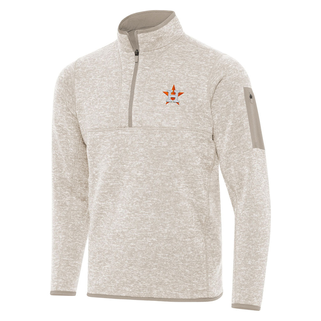 MLB Houston Astros Antigua Fortune 1/4 Zip Pullover Jacket - Stone