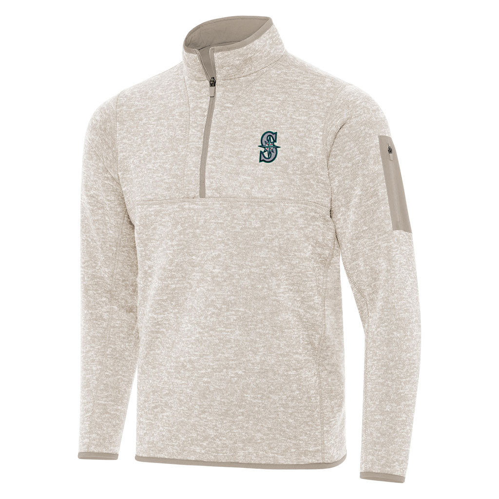 MLB Seattle Mariners Antigua Fortune 1/4 Zip Pullover Jacket - Stone