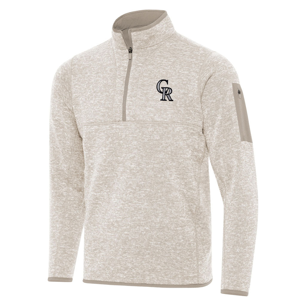 MLB Colorado Rockies Antigua Fortune 1/4 Zip Pullover Jacket - Stone