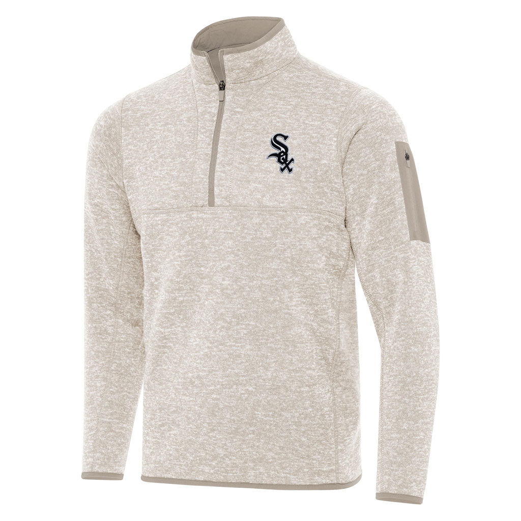 MLB Chicago White Sox Antigua Fortune 1/4 Zip Pullover Jacket - Stone