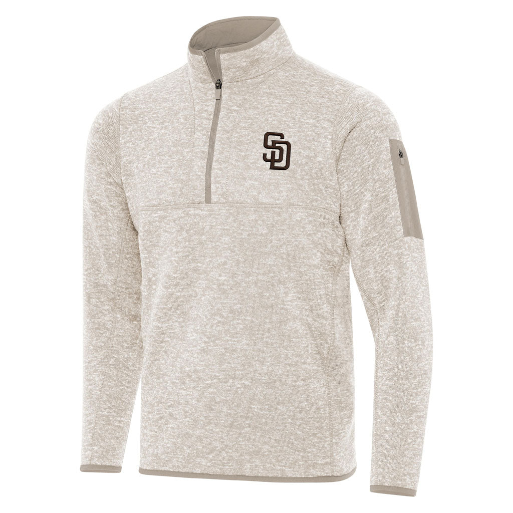 MLB San Diego Padres Antigua Fortune 1/4 Zip Pullover Jacket - Stone