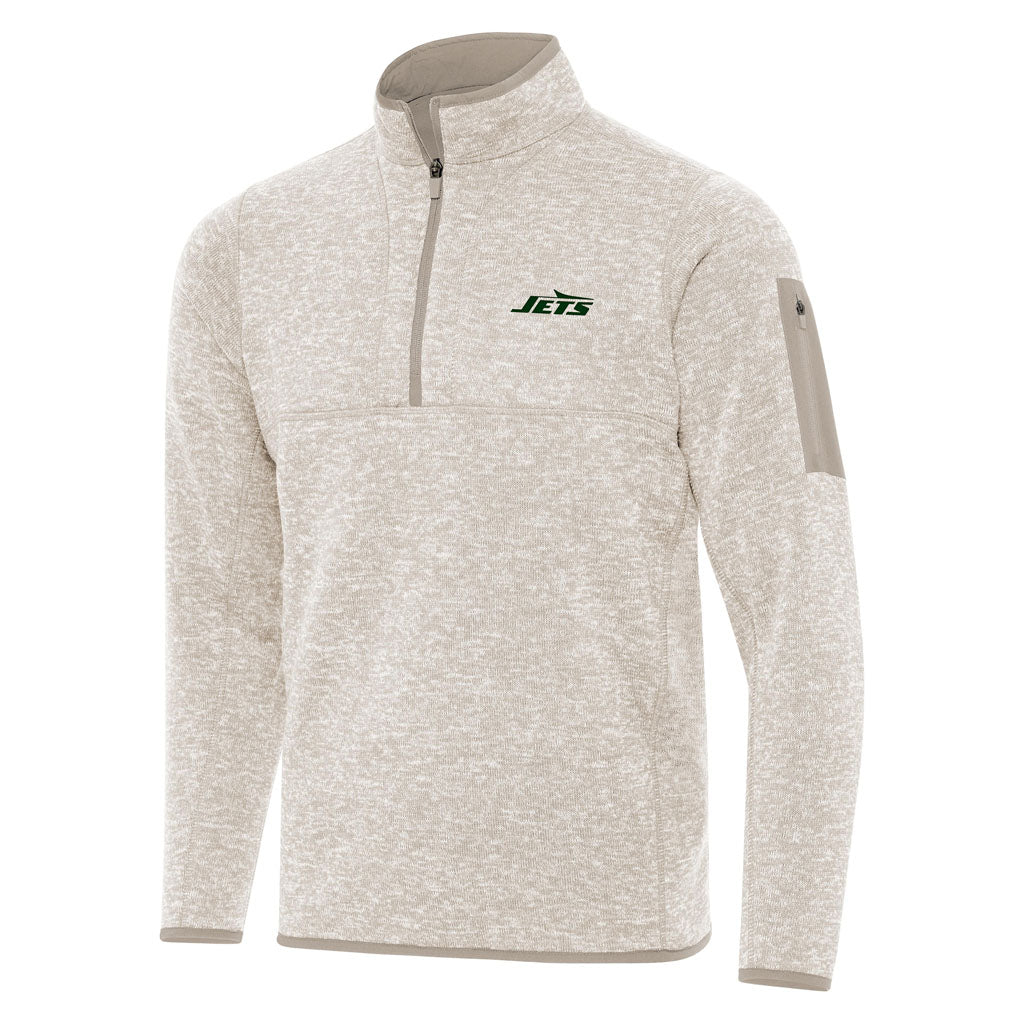 NFL New York Jets Antigua Fortune 1/4 Zip Pullover Jacket - Stone