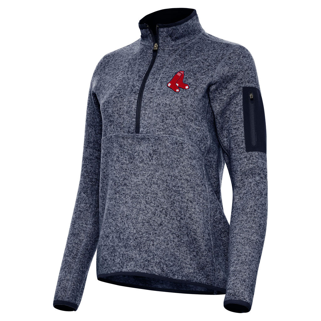 MLB Boston Red Sox Women's Antigua Fortune 1/2 Zip Pullover Jacket - Navy