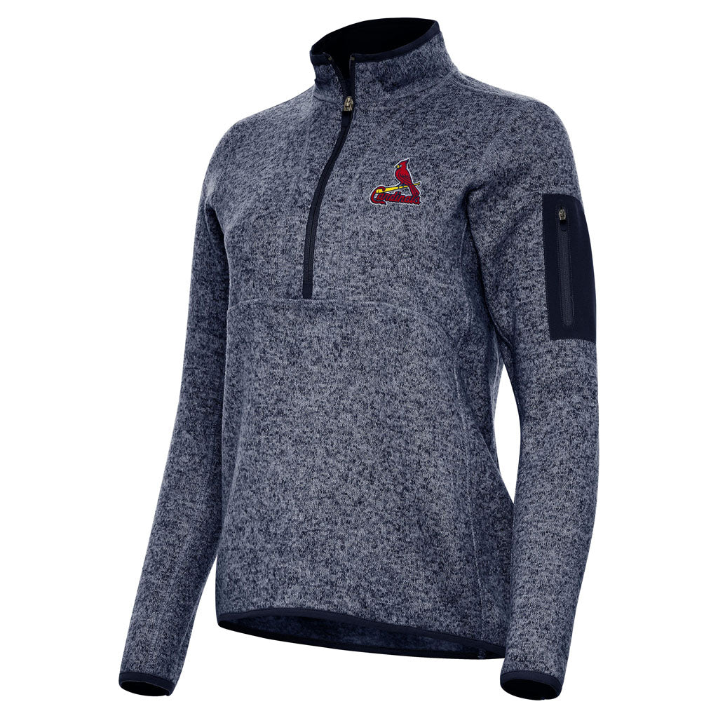MLB St. Louis Cardinals Women's Antigua Fortune 1/2 Zip Pullover Jacket - Navy