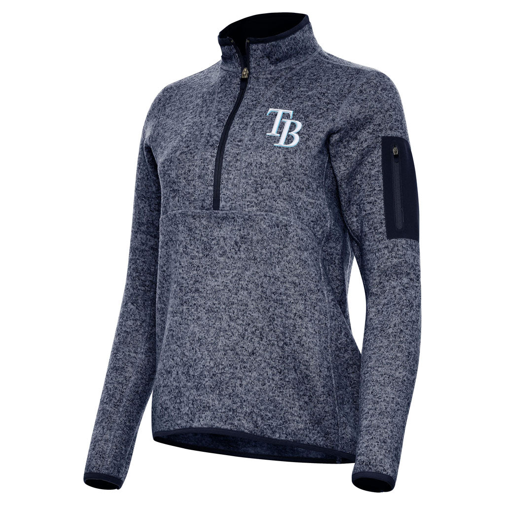MLB Tampa Bay Rays Women's Antigua Fortune 1/2 Zip Pullover Jacket - Navy