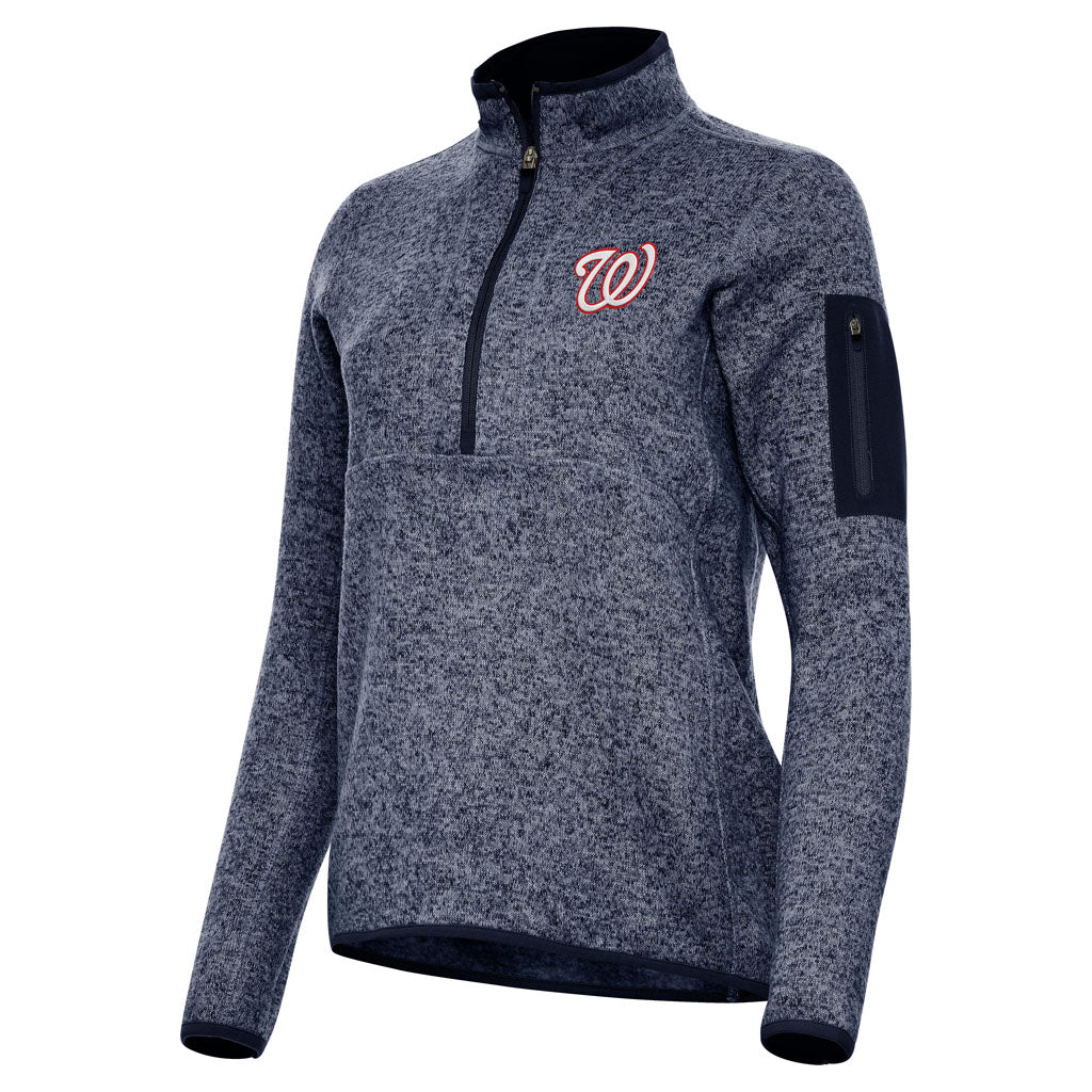 MLB Washington Nationals Women's Antigua Fortune 1/2 Zip Pullover Jacket - Navy